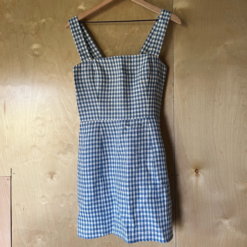 Reformation mini blue linen dress